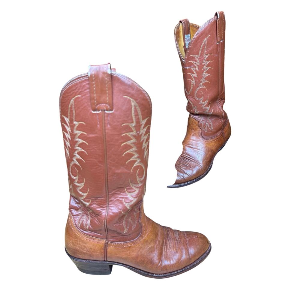 Nocona 8822 Cowboy Boots Shoes Brown Leather Goodyear‎ Oil Resistant Mens 8 GUC